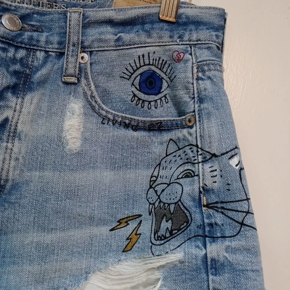 American Eagle Outfitters Sz. 6 Blue Vintage Hi-rise Festival Short